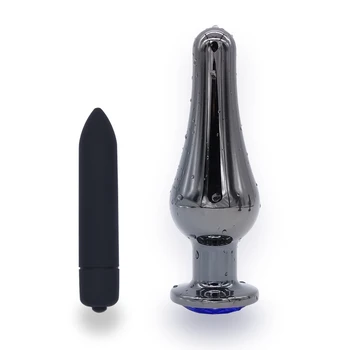 DOMI Gunmetal Strat de Cristal din Oțel Inoxidabil Dop de Fund Dildo Vibrator Anal Jucarii Masaj Femei Anal Plug Jucărie Sexuală