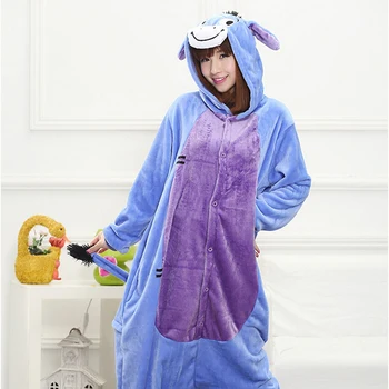 Donkey Pijama Set De Animale Cosplay Costum Femei Bărbați Adulți Iarna Flanel Cald Desene Animate Onesie Iior Albastru Violet Uzura De Partid