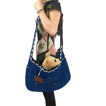 Dourable Denim pisica animal de Companie, caine de talie mica de Călătorie de Transport sling bag în aer liber portabil câine Chihuahua carry tote geantă de mână, geantă de cumpărături