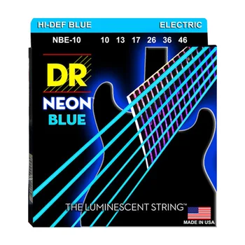 DR. K3 Hi-def Neon Albastru Luminescente Chitara Electrica, Siruri de caractere, Light 09-42 sau Medium 10-46