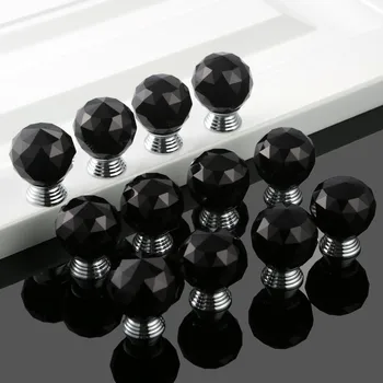 DRELD 12buc 30mm Rotund Negru Cristal de Diamant Cabinet Butoanele și Mânerele Sertar Mobilier Manere Usa + 36Pcs Șuruburi