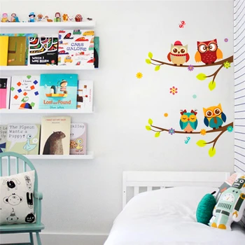 % drăguț ramură bufnita autocolante de perete pentru camere de copii, living decor acasă de desene animate de animale decalcomanii de perete diy arta murală din pvc postere cadou