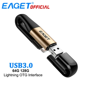 EAGET USB 3.0 Flash Drive USB 64G 2 In 1 IFM Certificate 128G OTG Pen Drive Taxa Pendrive Stick de Memorie Pentru Lightning Pentru iPhone