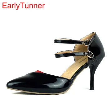 EarlyTunner Brand Nou Sexy Femei Sandale Albastru, Roz, Caise, Roșii cu Toc Doamna Formale Pantofi Casual EM7-5 Plus Dimensiune Mare 30 12 48