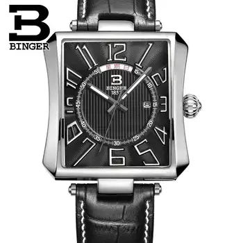 Elveția BINGER bărbați ceas de lux marca Bena Quartz rezistent la apa curea din piele Ceasuri de mana B3038-2