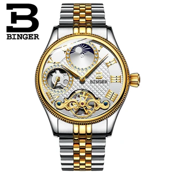 Elveția Mecanice Bărbați Ceasuri Binger Brand de Lux Scheletul Mâinii Impermeabil Ceas Barbati safir de sex Masculin reloj hombre B1175G-3