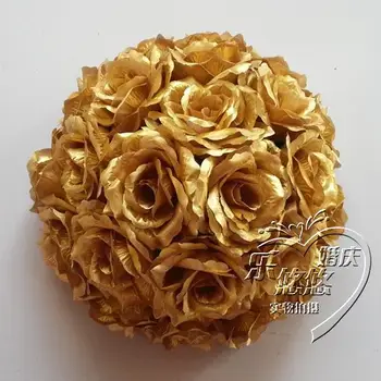 EMS Transport Gratuit 8Inch/20cm de Aur de Moda Artificiale de Trandafir Flori de Mătase Saruta Bile Pentru Petrecerea de Nunta Decoratiuni Florale