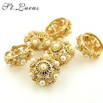 En-gros 20buc/lot de înaltă calitate de moda noua decorative, nasturi perla coroanei nasturi de aur pentru femei haină de nurcă overcot accesorii