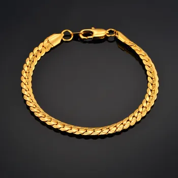 En-gros Braslet Legate Bijuterii Barbati Bratari de Aur de Culoare 7MM Latime Șarpe Lanț Link-ul de Bratari Pentru Femei Barbati Lanț de Aur