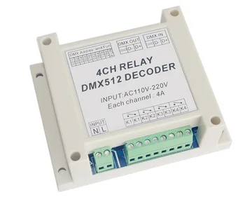 En-gros de 1 buc AC110-220V 4CH controller Decodor RGB led strip lumini DMX-ȘTAFETĂ-4 canale dmx512 3P relee folosi pentru lămpi cu led-uri