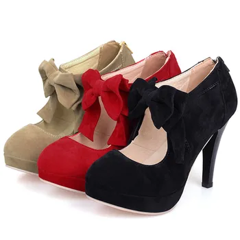 ENMAYLA Primăvară Turma Pantofi cu Tocuri de Femeie Papion Platforma Doamnelor Pantofi Femei Rotund Deget de la picior Negru Rosu Pompe Tocuri Subtiri Pantofi de sex Feminin