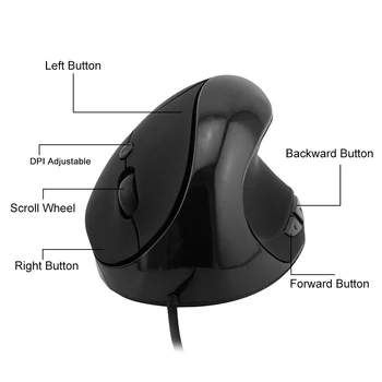 Ergonomic Vertical Mouse Optic Mause 1600DPI USB Cablu Computer mouse-Încheietura mâinii Vindecare Gamer Mouse de Gaming pentru PC, Laptop, Desktop