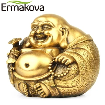 ERMAKOVA 5.5 cm sau 7 cm Alamă Fericit Buddha Figurina Râs Statuie Maitreya Buddha Zâmbind Fengshui Masina Acasa Decor de Birou