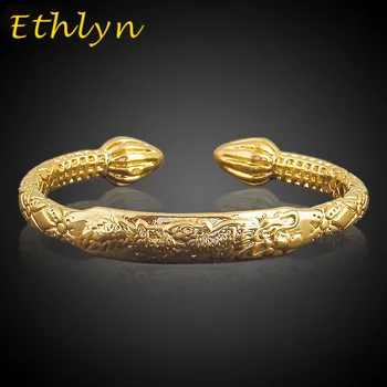 Ethlyn Africane bărbat Adevărat bijuterii accesorii de Culoare de Aur dragon Deschiderea relief brățări de aur &brățări pentru tatăl/om cadou B41B