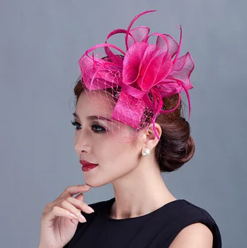Euroeapn Moda Flori De Voal Clip De Păr Pentru Femei Doamnelor Pene Sinamay Fascinator Nunta Petrecere De Ceai Frizură Accesorii De Par