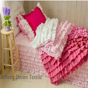 Europene de lux straturi de tort de pat set curcubeu zburli carpetă acopere cuvertură de pat romantic decor nunta dantelă lenjerie de pat lenjerie de pat