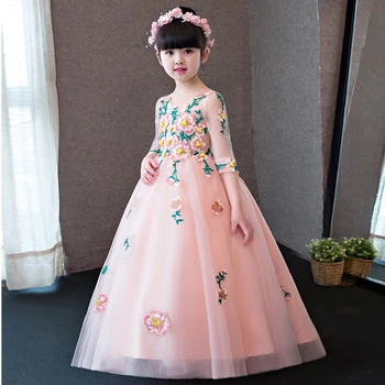 Europene De Moda De Lux Pentru Copii Fete Flori Printesa Rochie Pentru Petrecere Copii, Petrecerea De Nunta Petrecere Costum Rochii Lungi