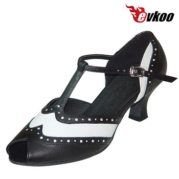 Evkoodance Fierbinte De Vânzare De Înaltă Calitate Din Piele Femei Pantofi De Dans Modern 6 Cm Toc Scăzut De Dans Salsa Pantofi Evkoo-287