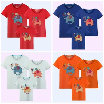 Familie de potrivire haine casual de vara T-shirt mama fiica rochii mama și fiul tinutele tatăl și băiatul de imprimare elefant