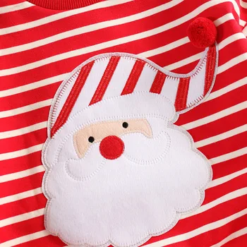 Familie de Potrivire Haine Costume de Crăciun Tricou Moș Crăciun Stripe Print Topuri Toamna/iarna Gros Flanel Tees