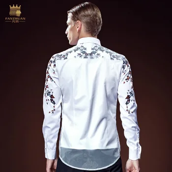 FanZhuan 2016 transport gratuit noi bărbați de sex masculin de moda casual de Toamna personalitate falsă două albă cu mâneci lungi tricou de imprimare 612144
