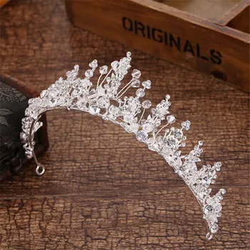 Farmecul Baroc de Lux Stras Mireasa Coroane Și Diademe de Argint, Margele de Cristal Tiara diadema pentru Mireasa Nunta Accesorii de Par