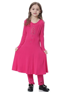 Fată musulmană Maxi Dress Pant Seturi de Haine pentru Copii Rochii Fete Haine Lungi Costume Jubah Ramadan Orientul Mijlociu Arab Caftan Islamic
