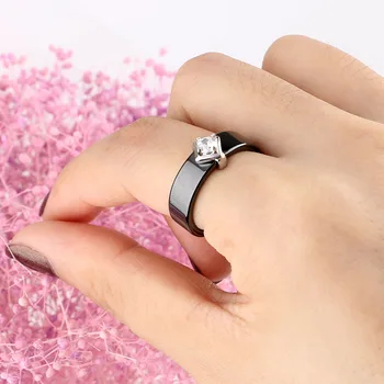 Femei din Ceramică Ring Bijuterii Cu Cristal Element imitat Zirconia Inel de Nunta Pentru Femei de Moda de Logodna Ceramică Bijuterii