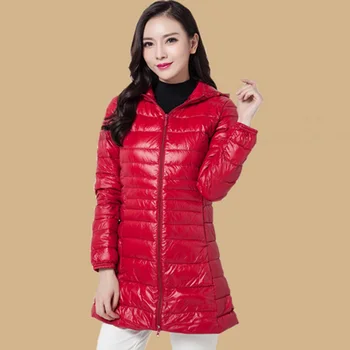 Femei Jachete de Iarnă 2017 Casaco Inverno Rață Jos Lumina Ultra Subtire Slim pentru Femei de Iarnă Jachete Paltoane Capota Plus Dimensiune 6XL QH0929