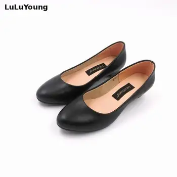 Femei pantofi low-toc de piele negru pantofi de lucru superficial gura pantofi confortabili