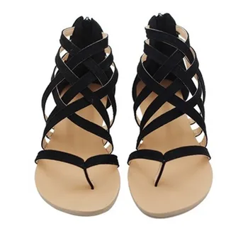Femei Sandale 2018 fierbinte de vară Cruce curea Sandlas Femei Apartamente Pantofi European Roma Stil Sandalias Pentru Femei
