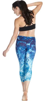 Femeile Cer De Unda De Apă De Imprimare De Fitness Iute Uscat Exercițiu Jambiere Talie Mare La Jumătatea Vițel Energie Pantaloni Pantaloni Ropa Mujer