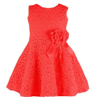 Fete rochie de vara din dantela copil minunat fata de flori rochie de petrecere pentru copii haine pentru copii drăguț rose solidă rochie de bumbac 13 culori