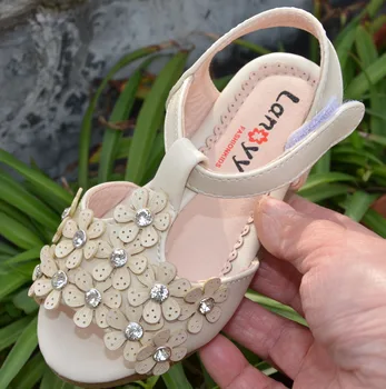 Fetițele sandale PU pentru musulmani copilul pantofi bej roz deschis deget de la picior stil de vara fete pentru copii sandale elegante cristal de diamant