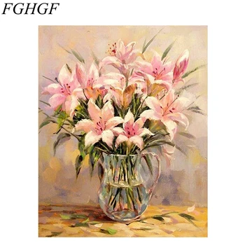 FGHGF Pictura De Numere Imagini de Flori Pe Panza Autocolant de Perete Home Decor Camera de zi Stil Chinezesc de Flori