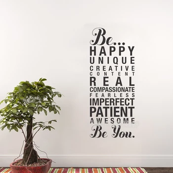 Fi...Fericit Unic Autocolant Perete Dormitor Romantic Text Murală Disponibile Diferite Culori Vinil Tapet Creative Decor Acasă LC213