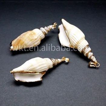 Fierbinte de vânzare!! wholesales naturale de aur tivita Trompeta shell pandantive