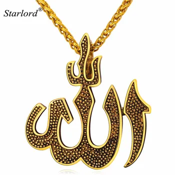 Fierbinte Mahomed Profetul arab Allah Pandantiv Colier Retro din Oțel Inoxidabil de Culoare de Aur a Islamului Bijuterii Pentru Barbati Bijoux GP2347