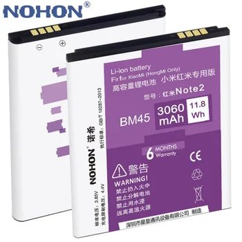 Fierbinte NOHON Baterie Li-ion Pentru Xiaomi Hongmi RedMi Note2 de Orez Roșu Nota 2 de Mare Capacitate Litiu 3060mAh Înlocuire Bateria BM45