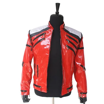 FIERBINTE Punk Fermoar Roșu Michael Jackson MJ Bate Casual adaptate America Stil de Moda Sacou Uza Imitație