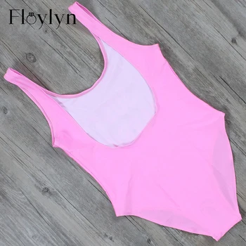 FLOYLYN Clasic California Femei-O Bucată de Bikini de costume de Baie Monokini-O singură Bucată de Costume de baie Scrisoare de Imprimare de Înaltă Tăiat Beachwear