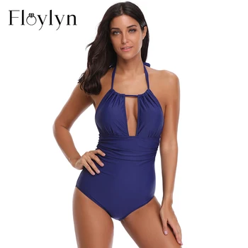 Floylyn Sexy Costume de baie Femei-O Bucată de costume de Baie 2018 Femei Plus Dimensiune îmbrăcăminte de Plajă Backless Halter Costum de Baie Căptușit Monokini XXL