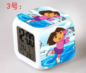 Foarte Drăguț Dora Ceasuri de Alarmă,LED aprins Schimbare de Culoare Digitale ceasuri de alarmă Pentru camera copii Multifuncțional ceas deșteptător
