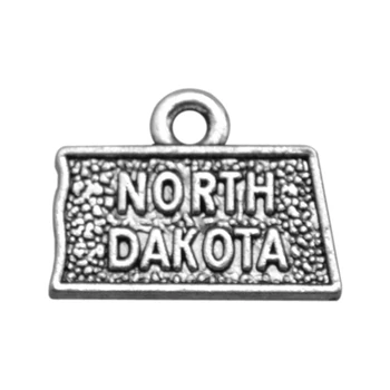 Forma mea 60pcs aliaj Placate cu argint antic Dakota de Nord hartă personalizată farmece
