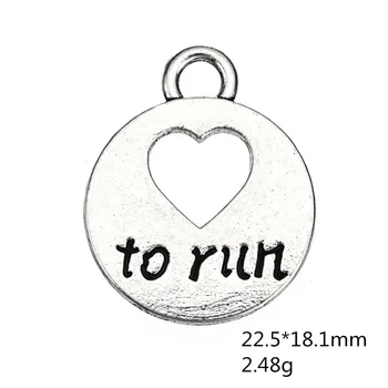 Forma mea Placate cu Argint Antic Inima de Dragoste Pentru a Rula Maraton de Funcționare Farmece Forma Rotunda de Bijuterii Brățară Face en-Gros 20buc mult