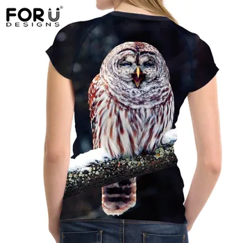 FORUDESIGNS Bufnita t-shirt Casual Snowy Owl Printuri Tricou Femeie cu mânecă Scurtă Tricou Pentru Fete de sex Feminin Roupa Feminina pasăre tricou Top