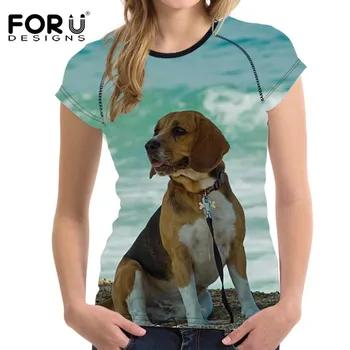 FORUDESIGNS Câine Beagle de Imprimare Femeie T-shirt Câine Drăguț Harrier Femei Tricou Maneca Scurta Doamna Topuri de Vara Tricouri Tricouri Feminin