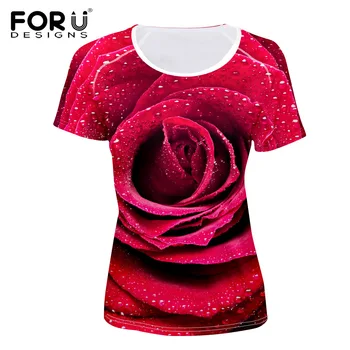 FORUDESIGNS mai Noi jocuri 3D Royal Blue Rose T-shirt Femei Topuri de Vara Tricouri Imprimate Fete tricou Femei de Moda Tricouri Vetement Femme
