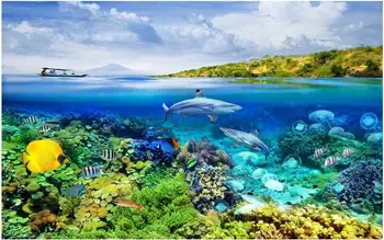 Foto personalizat tapet 3d Blue ocean de rechini corali pictura gazete de perete decor acasă 3d picturi murale tapet pentru camera de zi