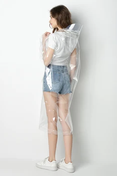 Freesmily Super Transparent Pelerina de ploaie pentru Femei de Moda EVA Impermeabil Ploaie Poncho Blana Reutilizabile cu Cordon Capota